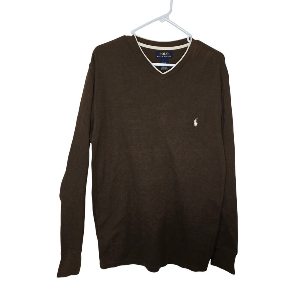 Polo Ralph Lauren V Neck Men's Waffle Knit Pullover 100% Cotton, Long Sleeve Med
